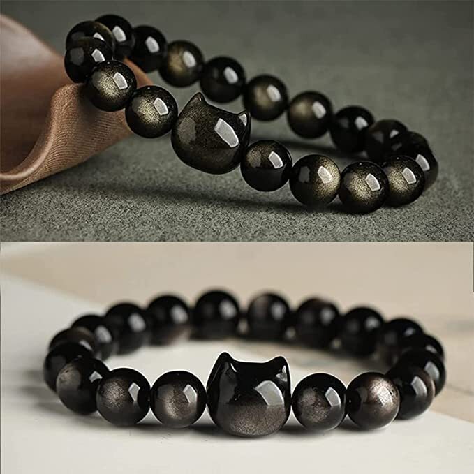 Cat Chakra " Power of 23"  Positive Energy Golden Obsidian Bracelet