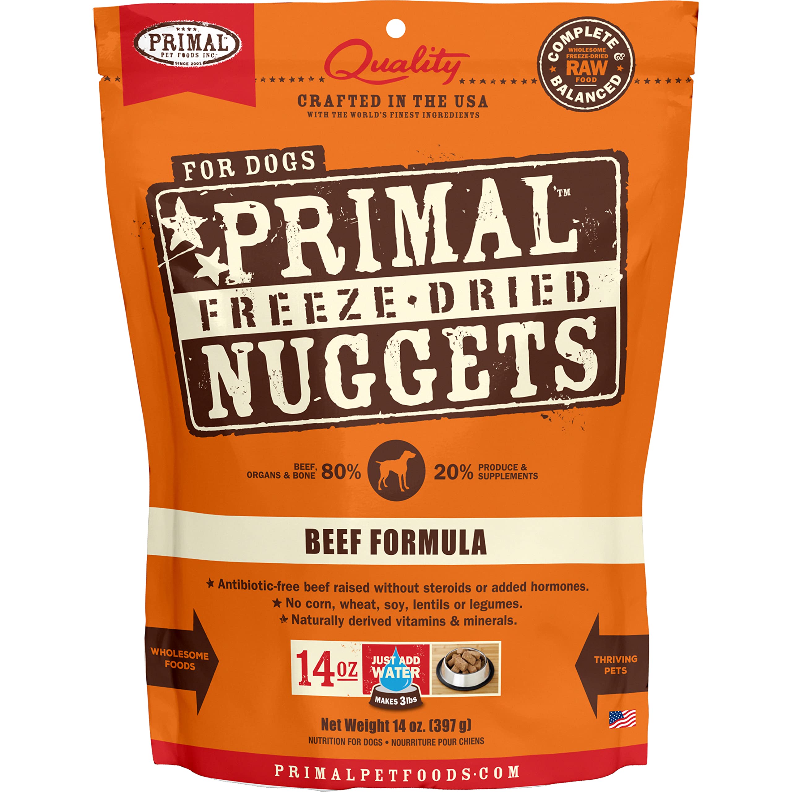 Primal Beef Nuggets freeze-dried dog food grass-fed