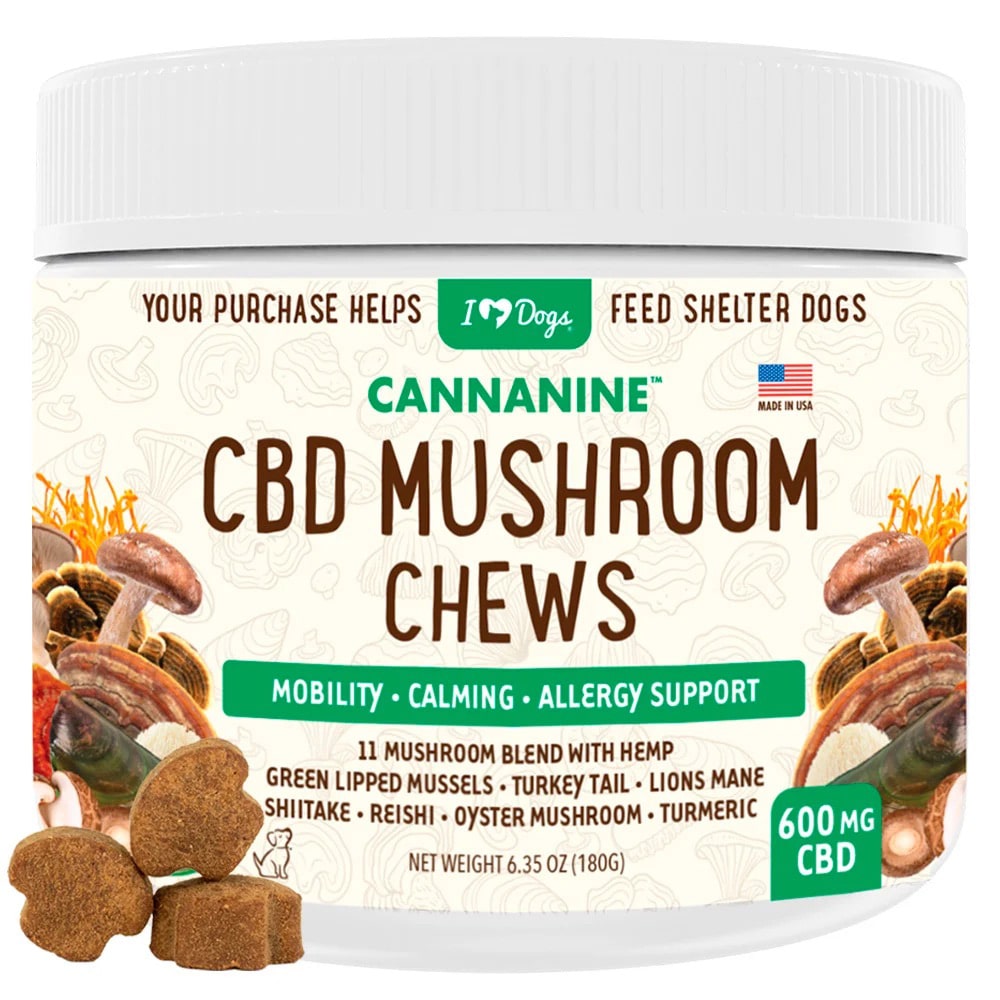Hemp Mushroom Chews For Dogs - Mobility, Calming, Allergy & Immune Support – Super Mushroom Blend with Turkey Tail, Lion’s Main, Shiitake & Green Lipped Mussels - 60ct / 600 MG HEMP