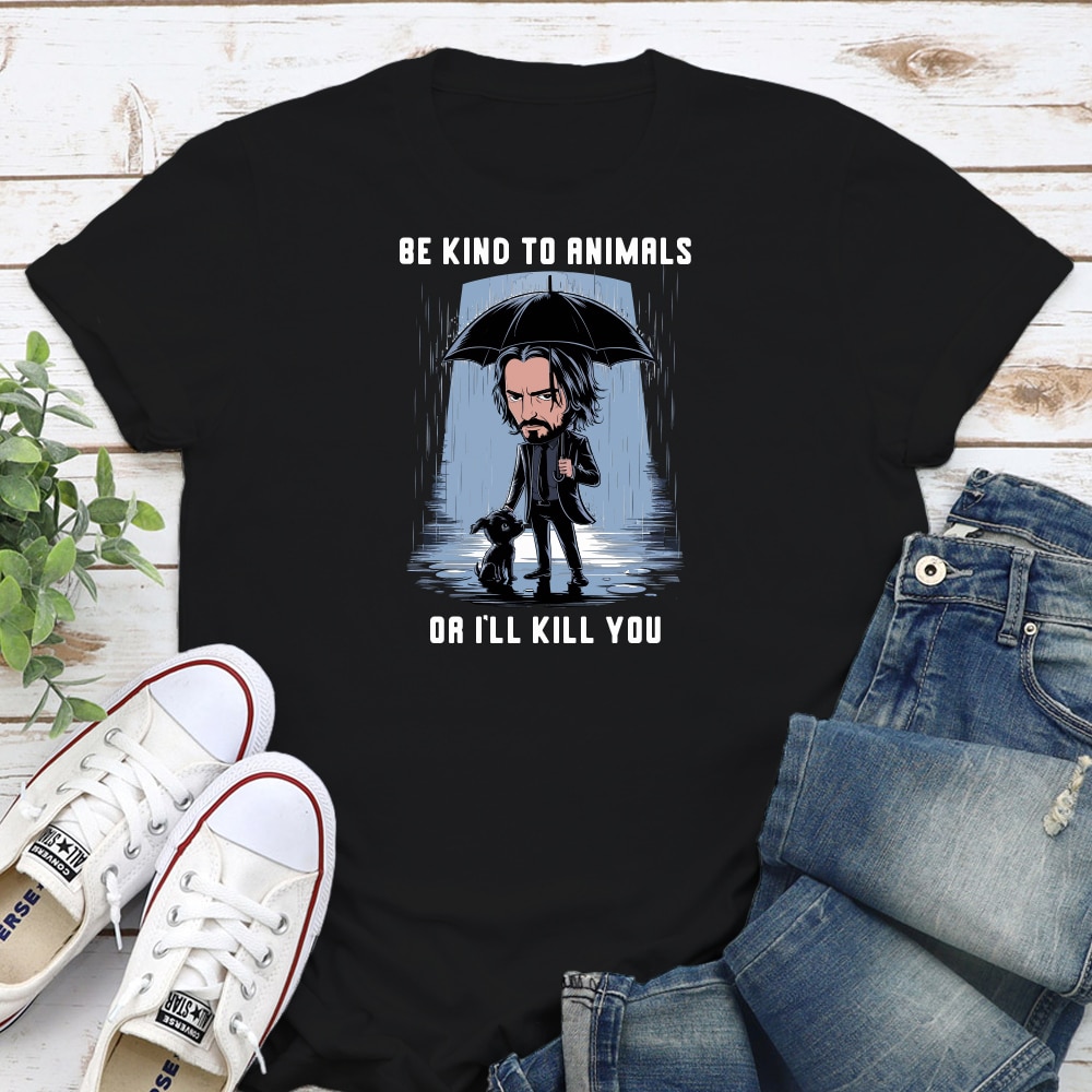 Be Kind To Animals or I’ll Kill You Standard Tee Black