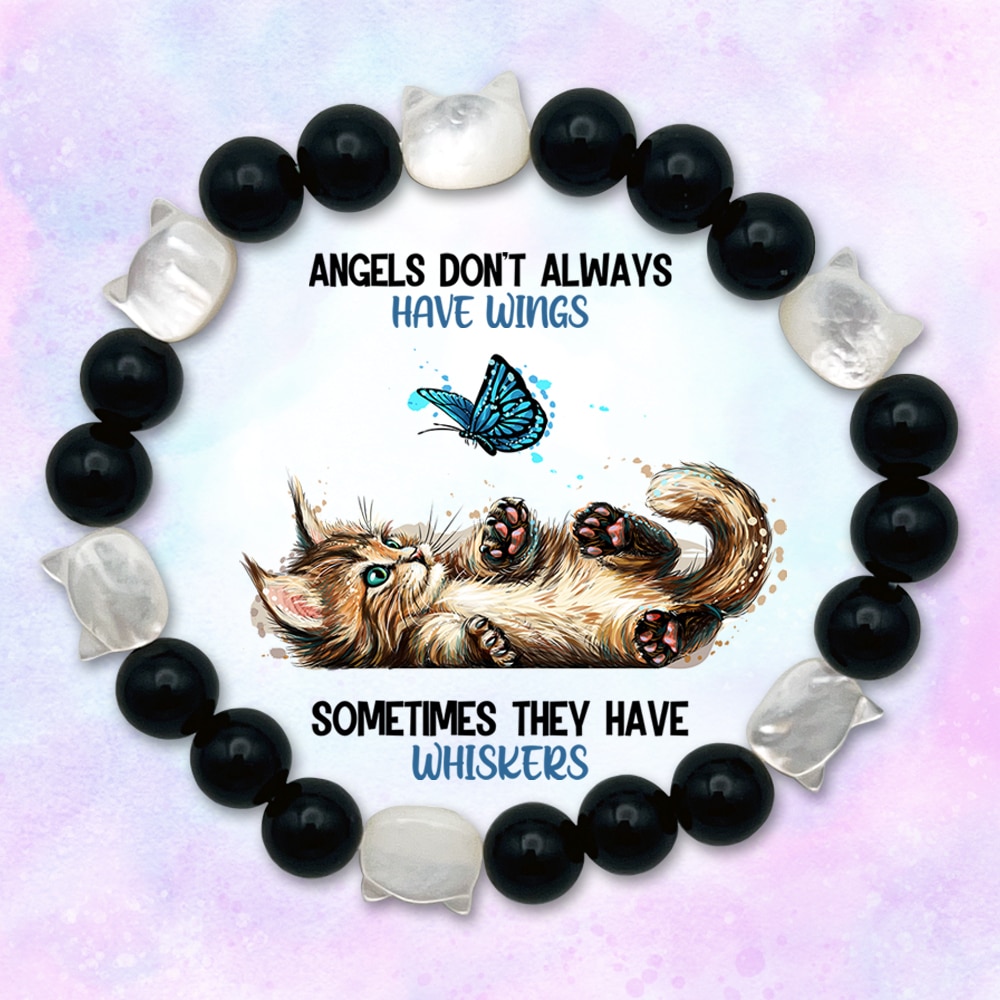 “Angel’s Don’t Have Wings Sometimes They Have Whiskers” Memorial Bracelet