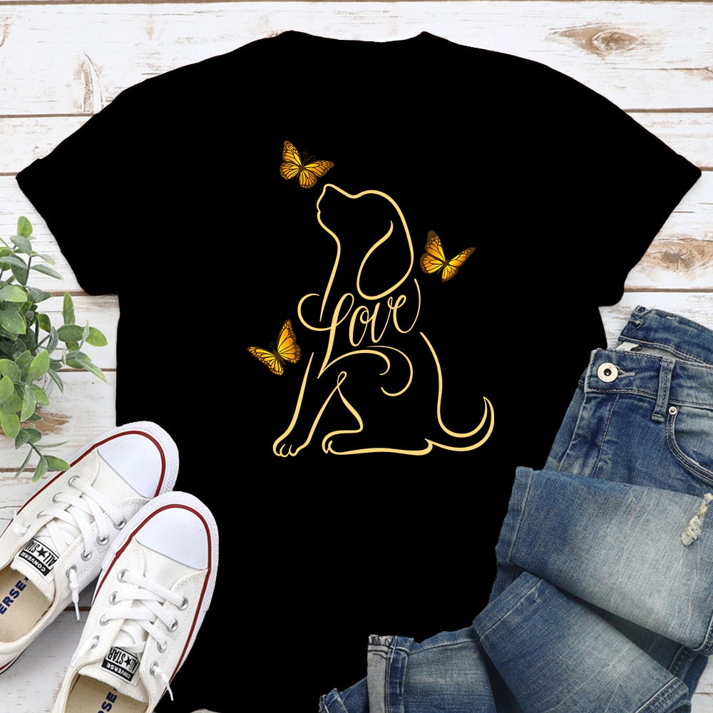 Loving Dog Butterfly Standard Tee Black