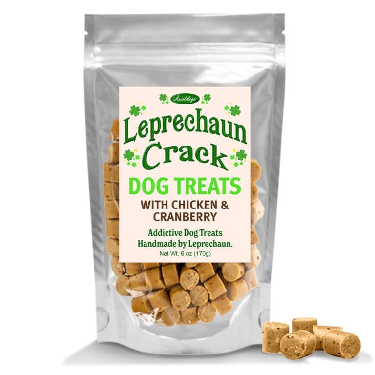 SOLD OUT! iHeartDogs Leprechaun Crack Dog Treats with Chicken & Cranberry - 6 oz Bag- Helps Feed Hungry Shelter Dogs In Need