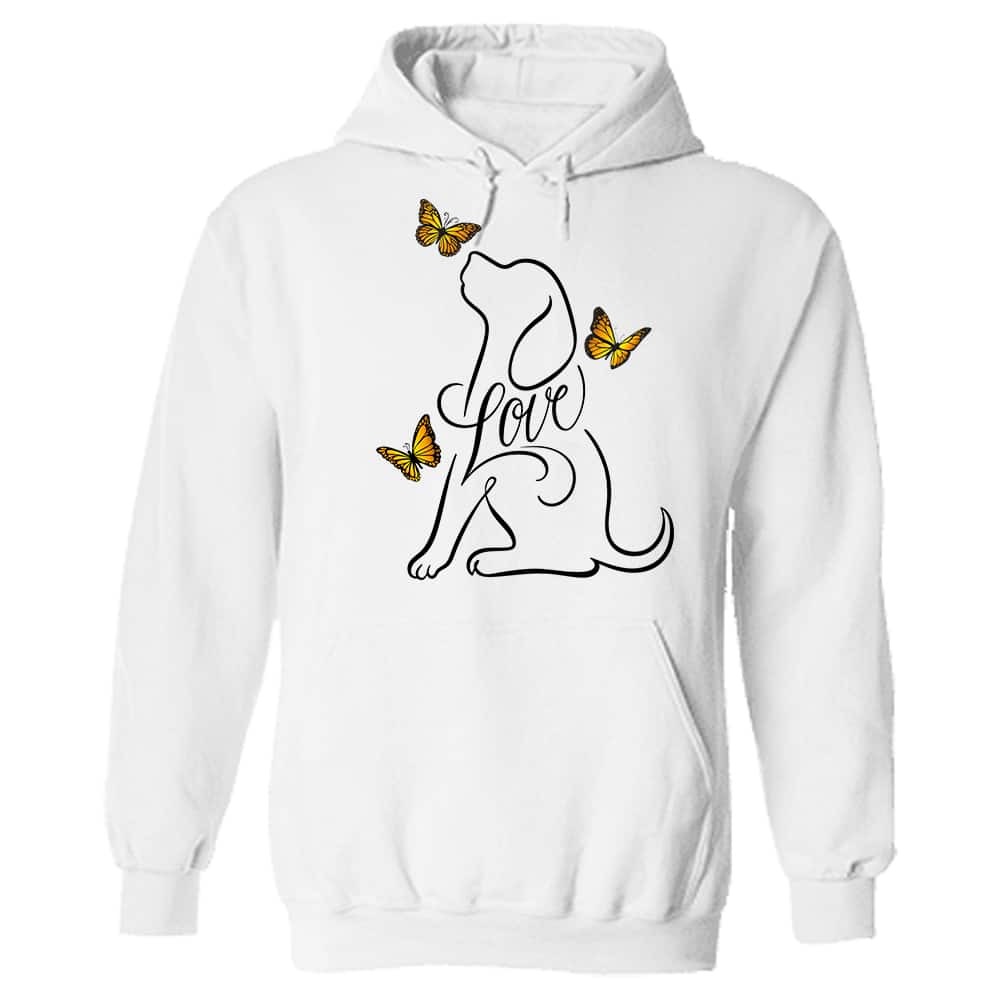 Safe & Together Loving Dog Butterfly Hoodie White