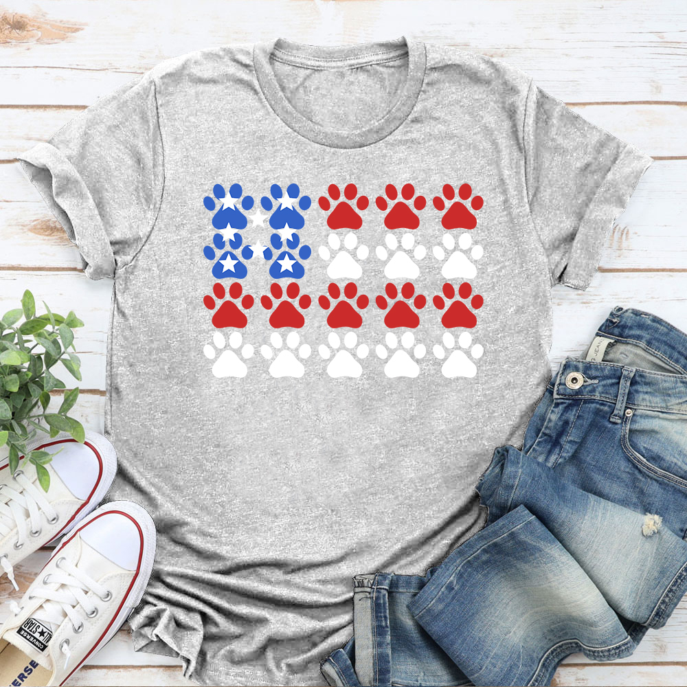 Red, White & Paws Standard Tee Heather Grey