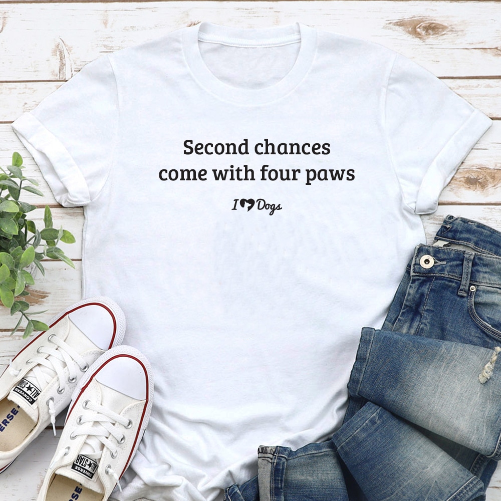 Second Chances Come with Four Paw iHeartDogs Standard Tee White
