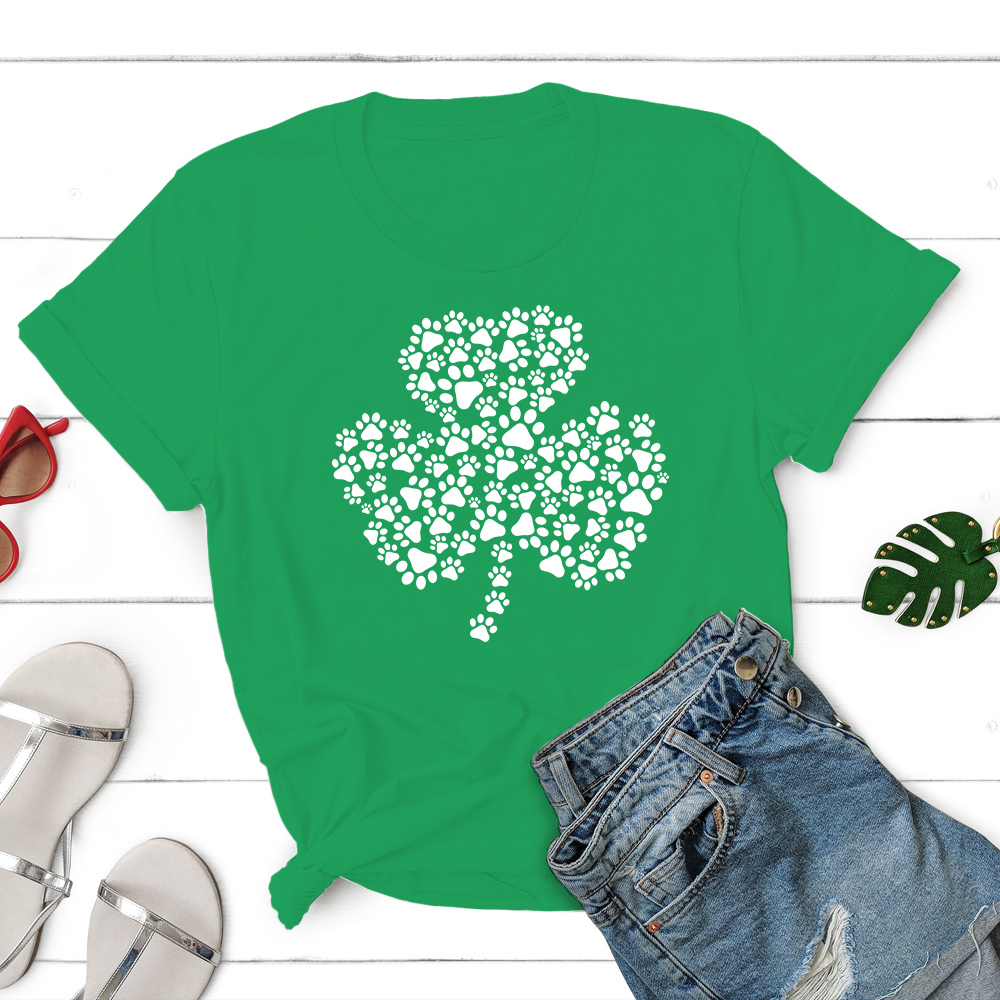 Dog Paws Shamrock Standard Tee- Green