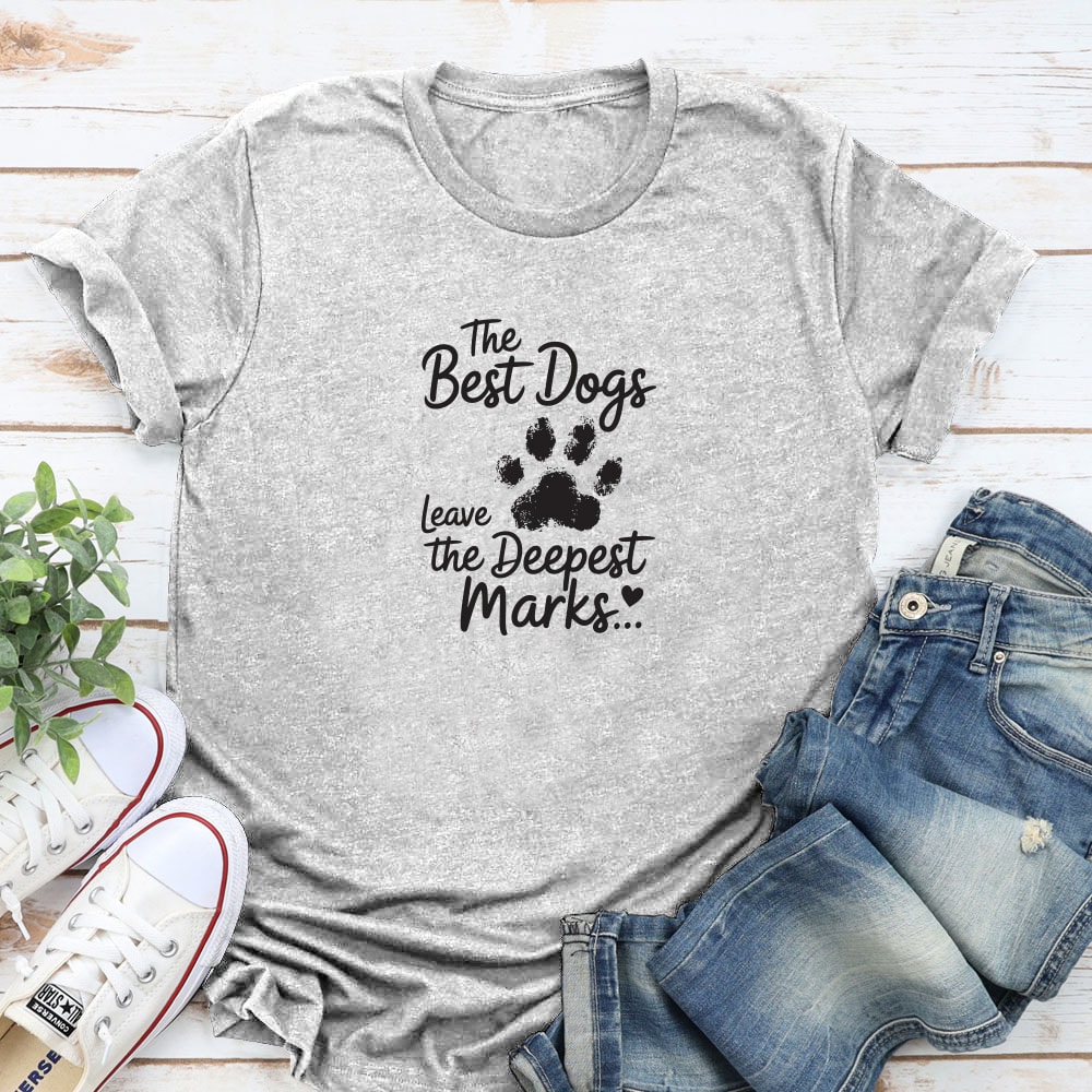 The Best Dogs Leave The Deepest Marks Standard Tee Heather Grey