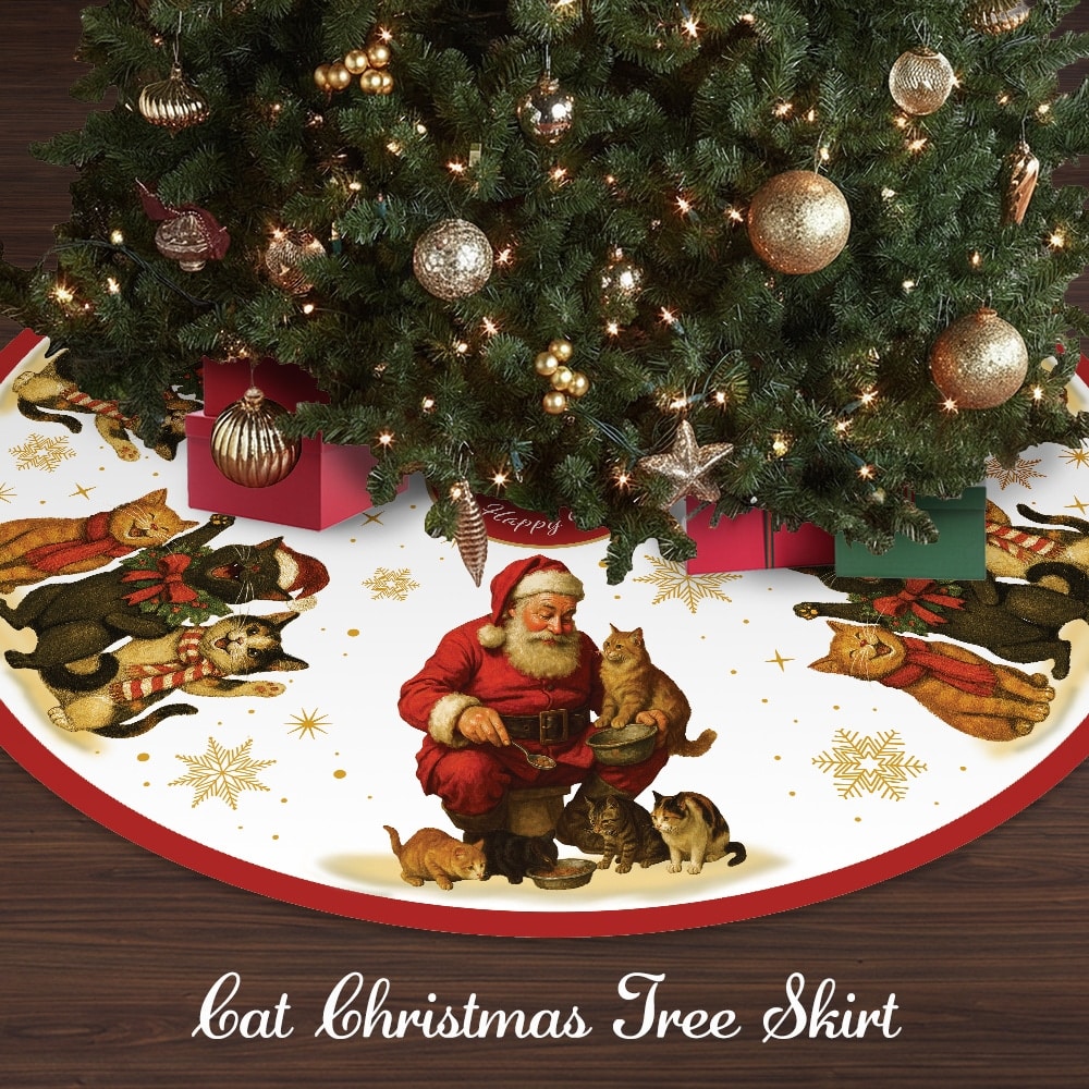 Santa's Light Of Hope for Cats Christmas Tree Skirt - 48" Holiday Decor- Helps Feed Hungry Shelter Cats in Need