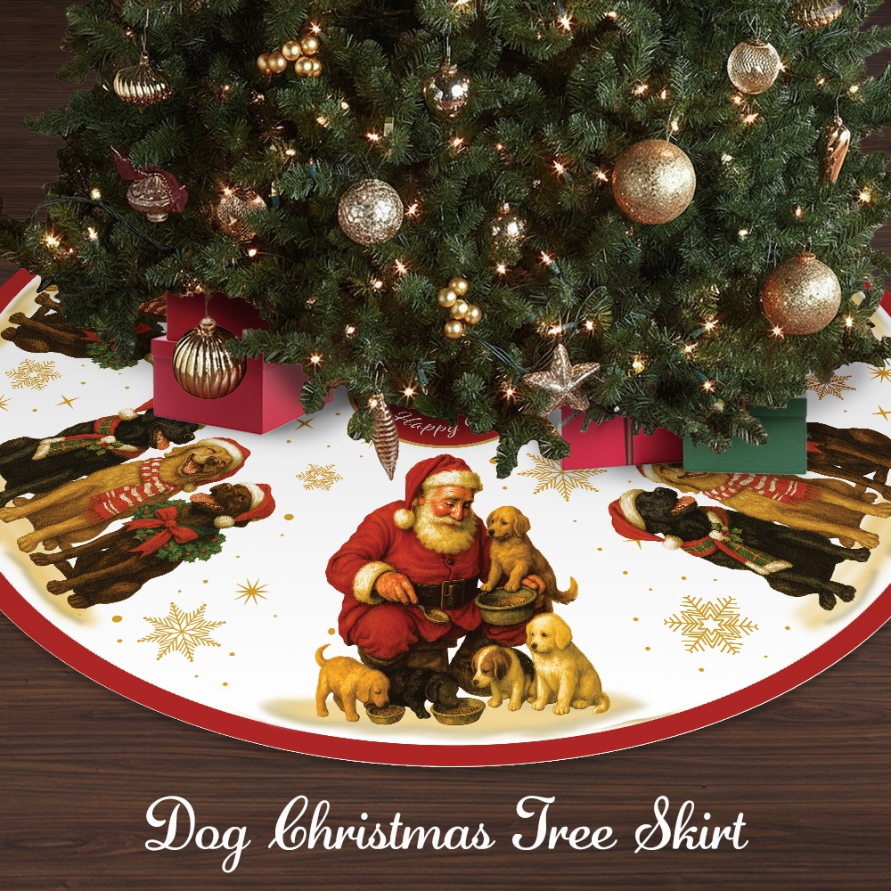 Santa's Light Of Hope for Dogs Christmas Tree Skirt - 48" Holiday Decor- Helps Feed Hungry Shelter Dogs in Need