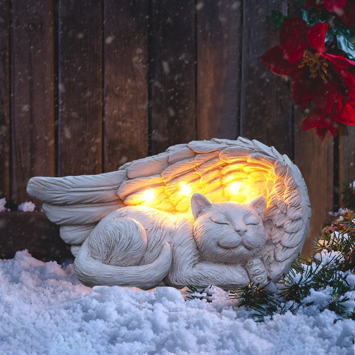 Forever My Guardian Angel Cat Garden Solar Light