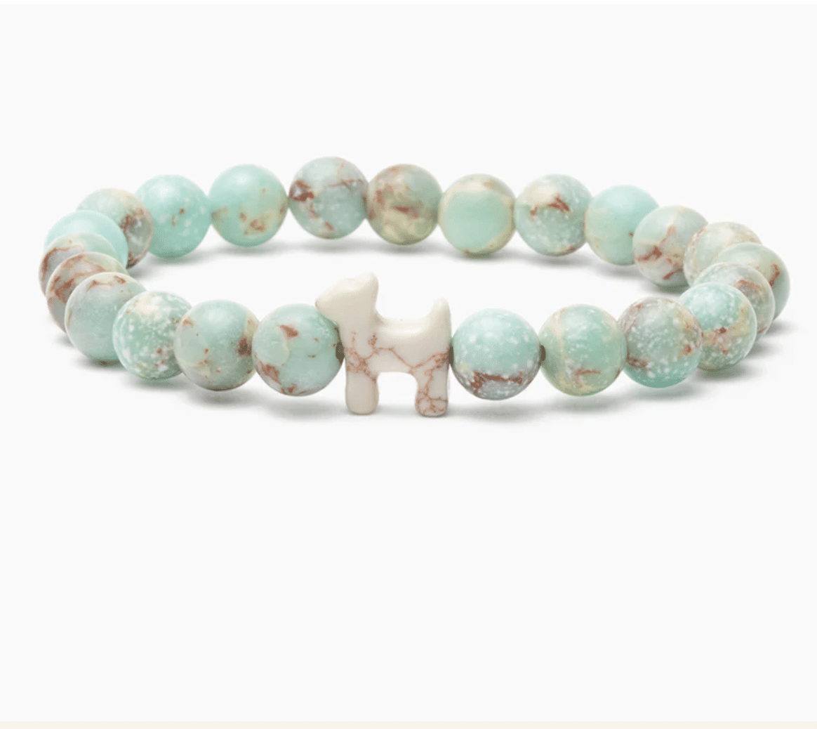 STRĀ Dog Beaded Bracelet- Blue Agalmatolite Bracelet- Donates 10 Meals to Help Feed Hungry Stray Dogs